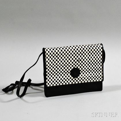 Fendi Black and White Checkered Leather Clutch