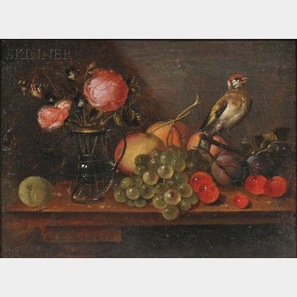 Alexander Adriaenssen (Flemish, 1587-1661) Still Life with Flowers, Fruit, and Bird