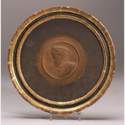 Two Framed Terra-cotta Plaster Medallions of Benjamin Franklin