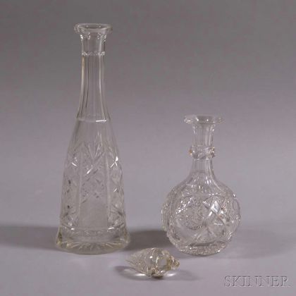 Two Colorless Cut Glass Decanters