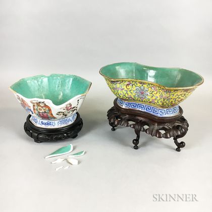 Two Chinese Bowls on Stands