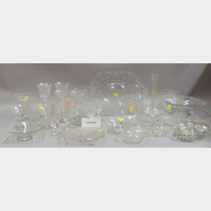 Approximately Sixty-four Pieces of Rose Point Glassware