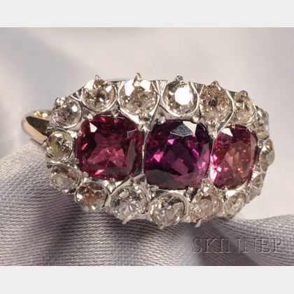 Edwardian Pink Tourmaline and Diamond Ring