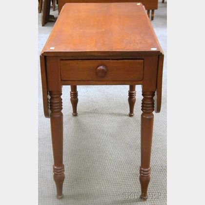 Classical Cherry Drop-leaf Pembroke Table with End Drawer. 