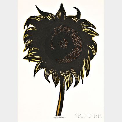 Leonard Baskin (American, 1922-2000) Two Floral Works: Untitled (Sunflower)