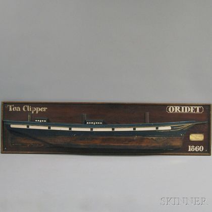 Painted Wooden Half-hull Model of the Tea Clipper ORIDET