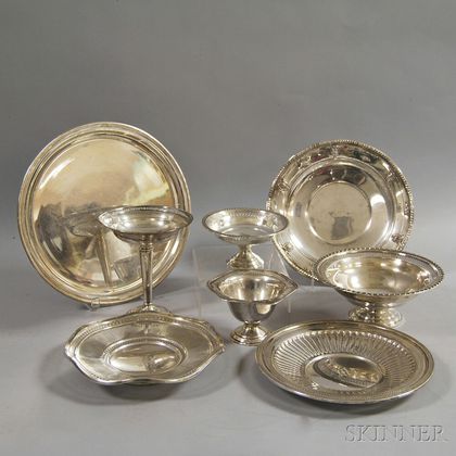 Eight Sterling Silver Dishes and Compotes