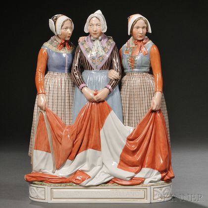 Royal Copenhagen Porcelain Figural Group of Three Women