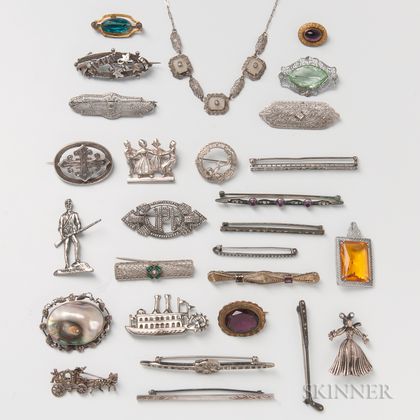 Group of Silver Novelty Brooches