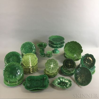 Approximately Sixty-seven Majolica Ceramic Leaf Dishes