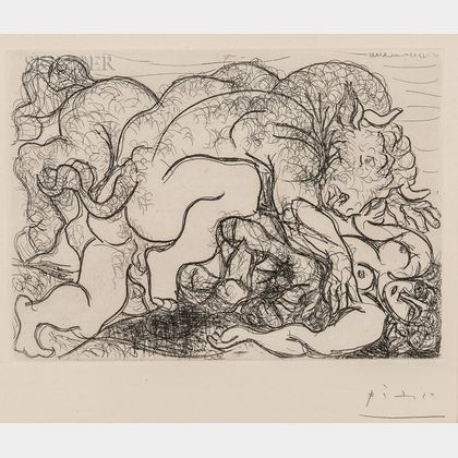 Pablo Picasso (Spanish, 1881-1973) Minotaure attaquant une Amazone