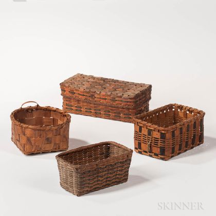 Four Paint-decorated Splint Baskets