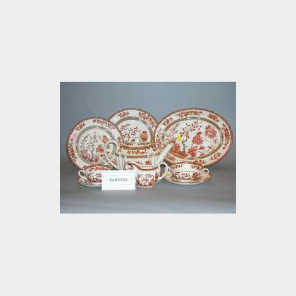 Approximately Eighty-five Piece Copeland Spode India Tree Pattern Ceramic Partial Dinner Service. 