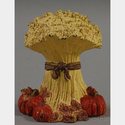 Painted Cast Iron Sheaf of Wheat Doorstop