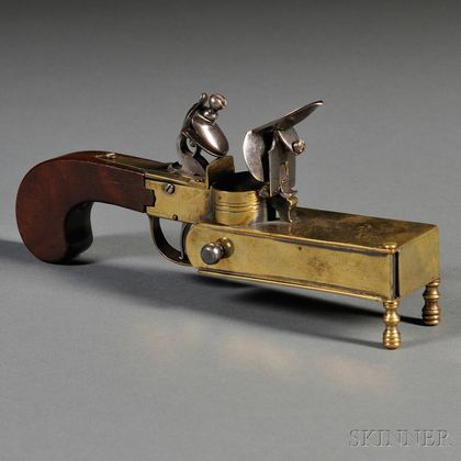 English Brass Boxlock Tinder Lighter