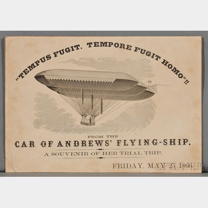 Airships, Ephemera, From the Car of Andrews' Flying-Ship, a Souvenir of her Trial Trip