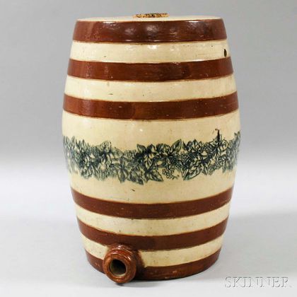 Fulham Pottery Stoneware Three-gallon Transfer-decorated Water Cooler