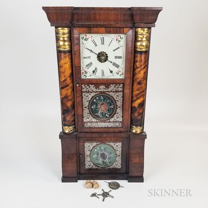 New Haven Rosewood Veneer Reverse-painted Shelf Clock