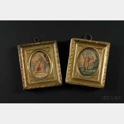 Two Small Pressed Brass Frames