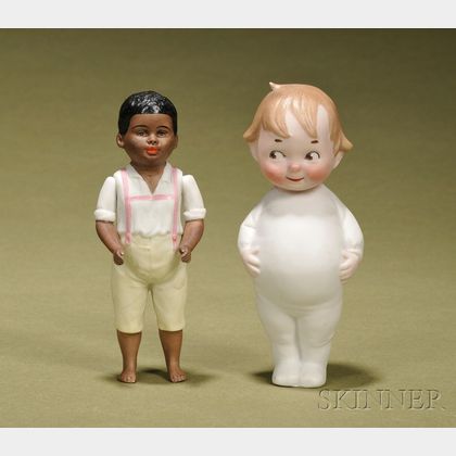 Two All-Bisque Characters Dolls