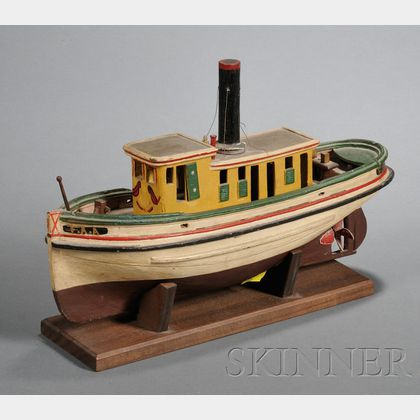 Polychrome-painted Wooden Model of the Tugboat F.A. ASHLEY/PHILA 