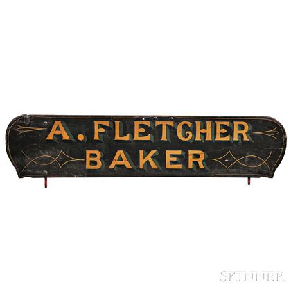 Paint-decorated "A. FLETCHER BAKER" Wagon Board
