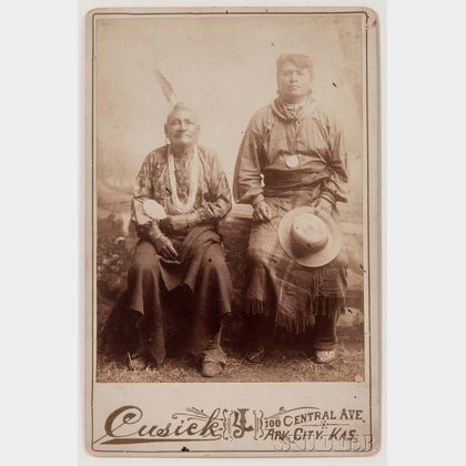 Framed Cabinet Card Photograph of Two Prairie Men by Cusick