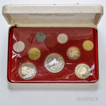 1964 Austrian Winter Olympic Nine-coin Proof Set. Estimate $60-80