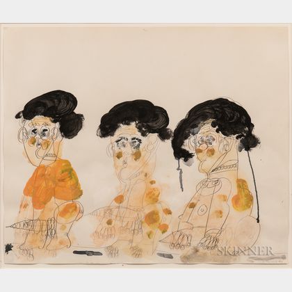 Dwight Mackintosh (American, 1906-1999) Untitled (Three Figures with Drips)