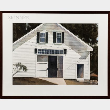Robert Larsen (American, 20th Century) White Barn, Tamworth, NH