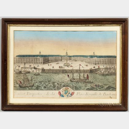 French School, 18th Century Veuë et Perspective de la Place Royalle de Bordeaux