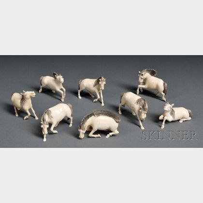 Set of Eight Ivory Carvings
