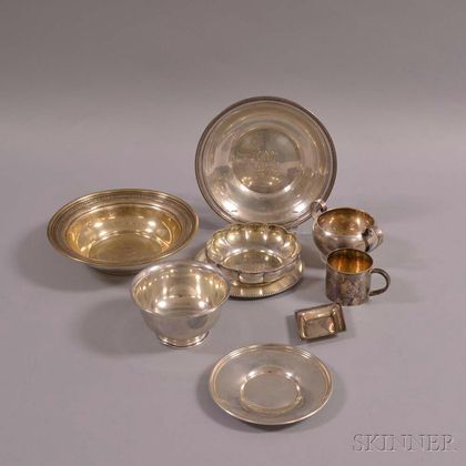 Nine Pieces of Sterling Silver Hollowware