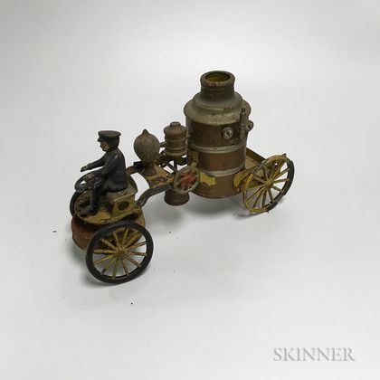 Kingsbury Tin Mechanical Fire Engine Toy