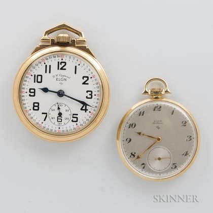Elgin "Deluxe" 14kt Gold and "B.W. Raymond" Open-face Watches