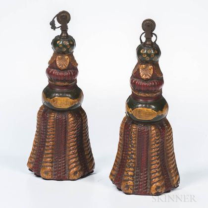Pair of Painted Cast Iron Tassel-form Weights