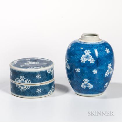 Two Blue and White "Hawthorne" Patterned Items