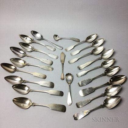 Group of Coin Silver and Silver-plated Spoons