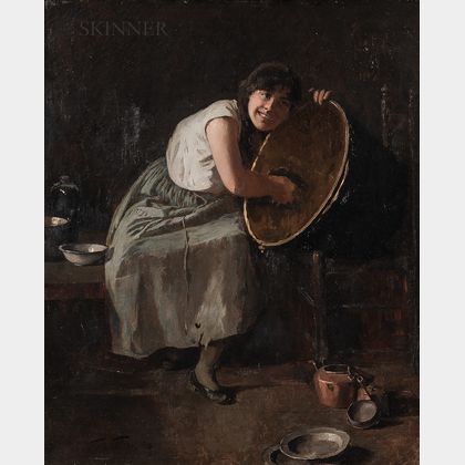 Emil Carlsen (Danish/American, 1853-1932) Portrait of a Maid