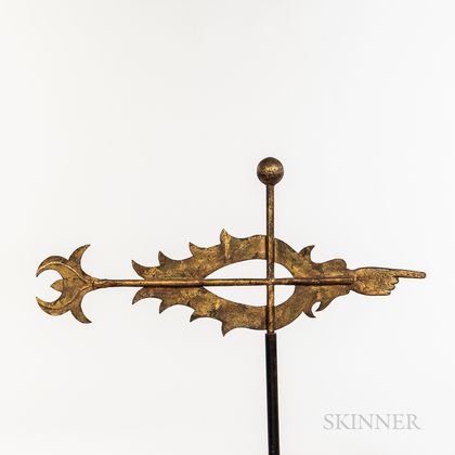 Gilded Sheet Copper Pointing Hand Bannerette Weathervane