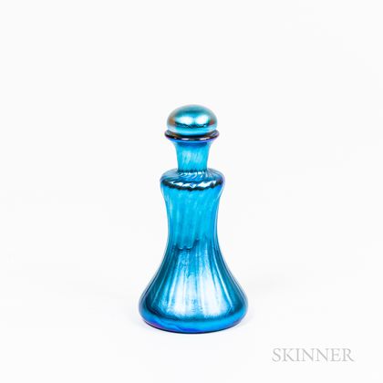 Blue Iridescent Glass Perfume Bottle