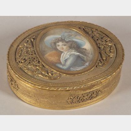 French Gilt Metal and Portrait Miniature-mounted Jewel Box
