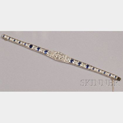 Art Deco Platinum, Sapphire, and Diamond Bracelet