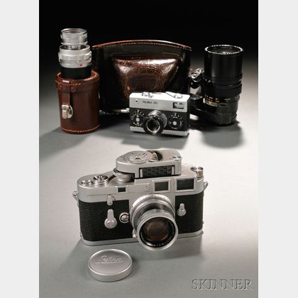 Leica M3 Camera Body, Three Lenses, and a Rollei 35