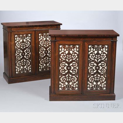 Pair of Victorian Rosewood Library Cabinets