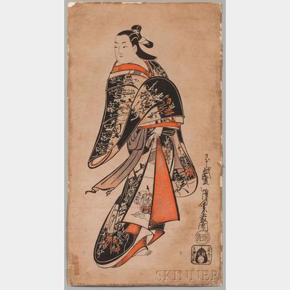 Tan-e Hand-colored Woodblock Print