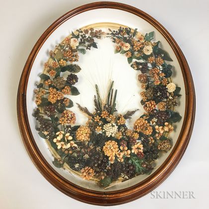 Framed Victorian Beaded Wreath in a Shadow Box