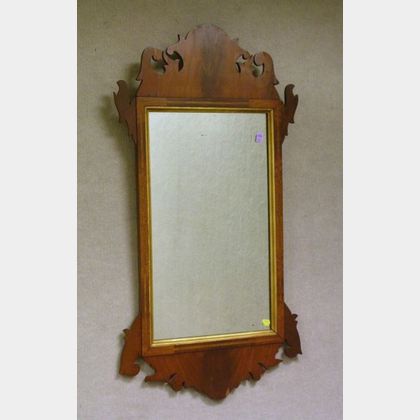 Chippendale-style Inlaid Mahogany Veneer Mirror. 