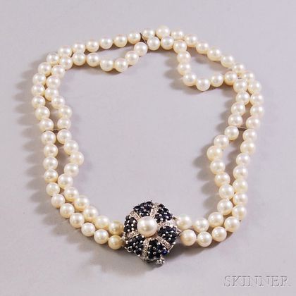 Double-strand Cultured Pearl Choker