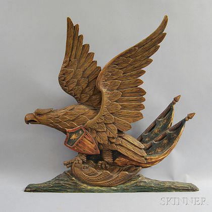 Carved and Painted Wood Eagle